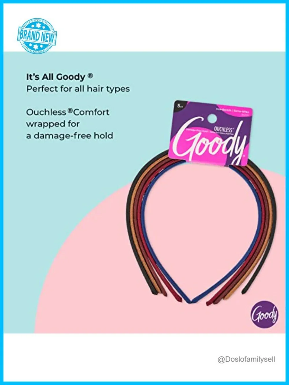 5 Pack Ouchless Shoestring Headbands Thin Fabric Damage-Free All-Day Comfort